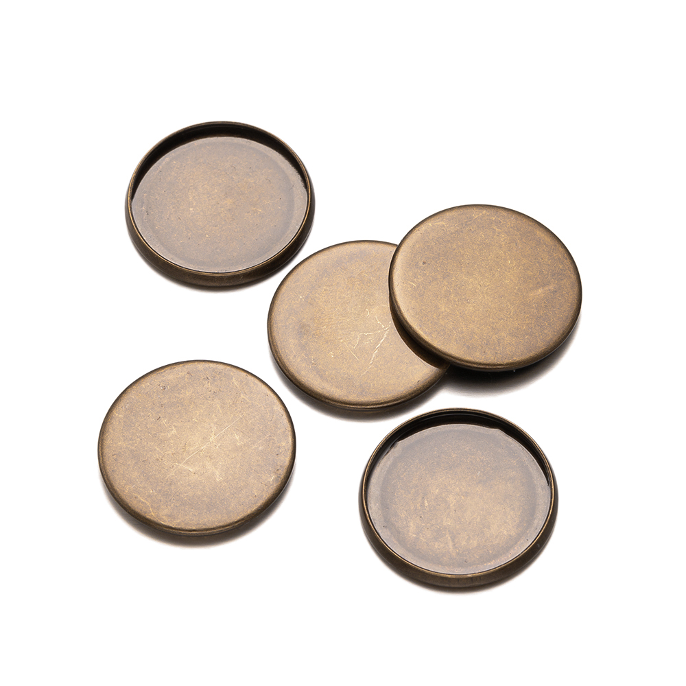 Bezels Set Pendant - 20 шт., бронзовые плоские круглые кабошоны