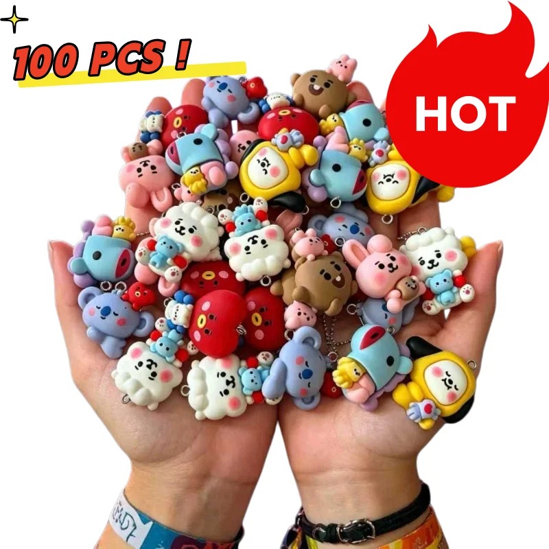 Resin Craft Supplies - 7 шт. смоляных мультяшных шармов BT21