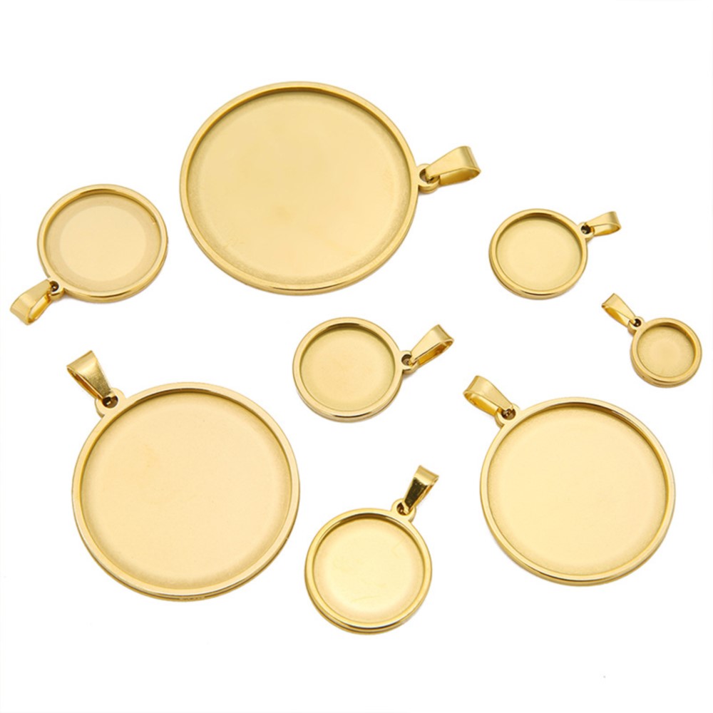 Bezels Set Pendant - 5 шт./партия, круглые кабошоны из нержавеющей