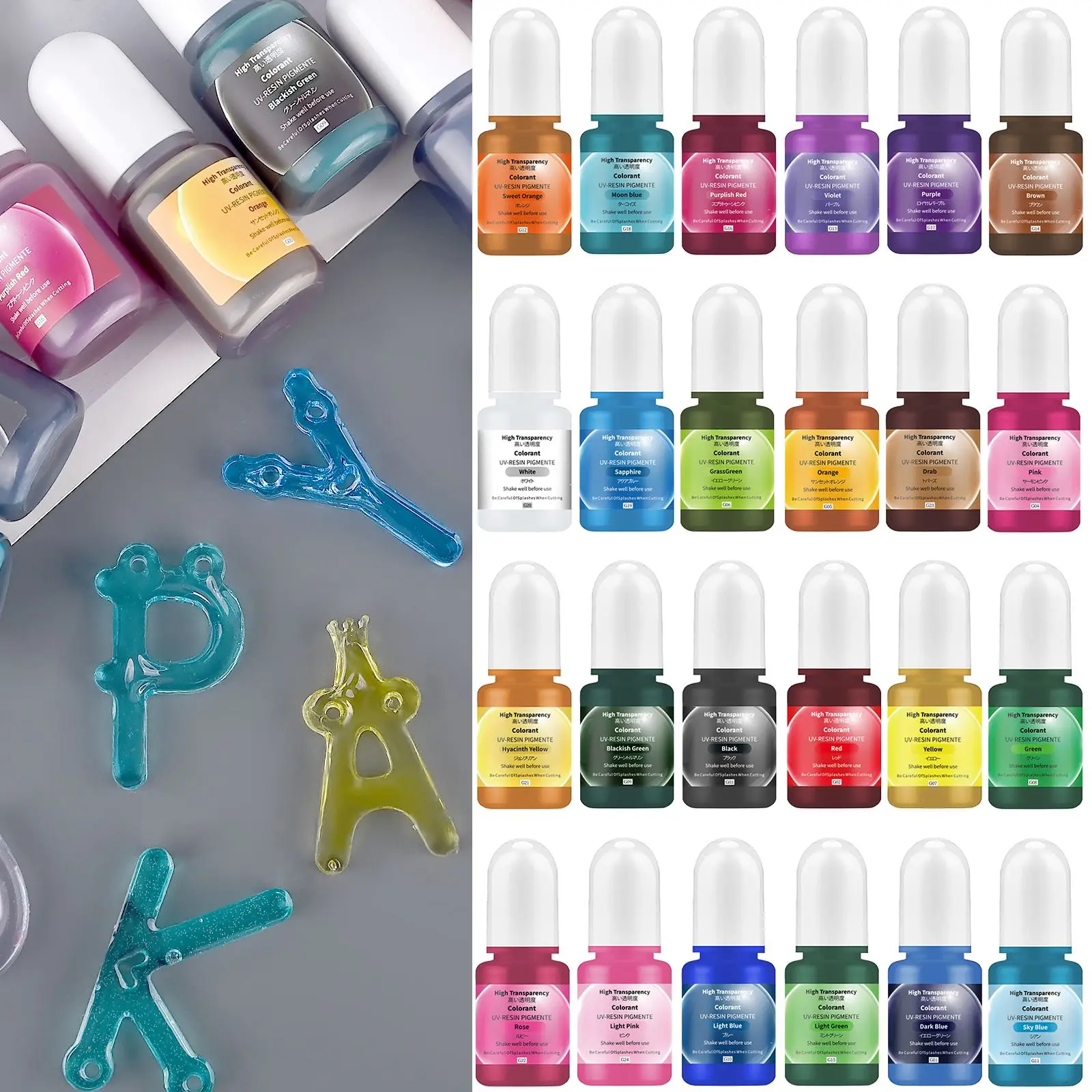 Epoxy Uv Resin Kit - 24 цвета, 5 мл, пигмент из