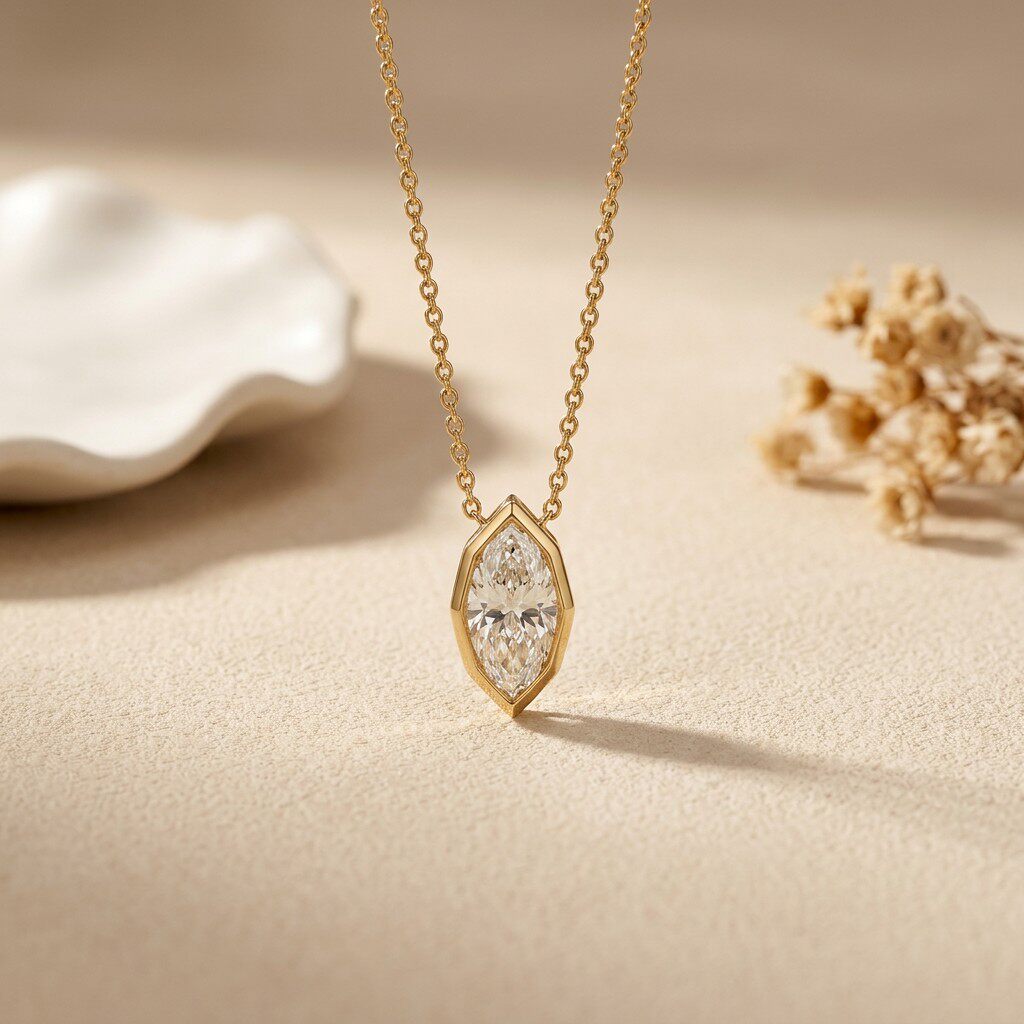 Подвеска-колье с муассанитом м – обзор и цена Bezels Set Pendant
