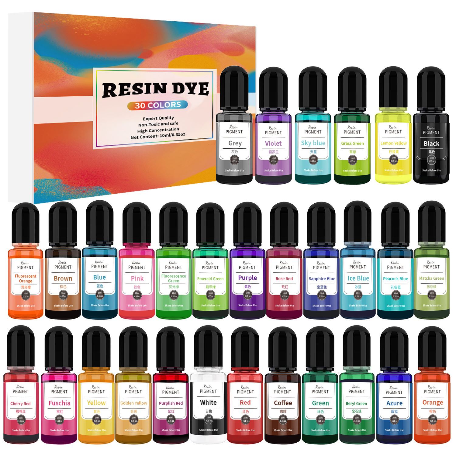 24/30 цветов, набор, 10 мл, пи – обзор и цена Resin Dye Alcohol